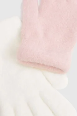 Lot de 2 gants tricotés duveteux