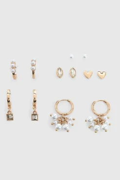 Lot De 6 Paires De Boucles D'oreilles Clous Détails Perles