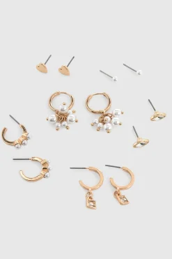Lot De 6 Paires De Boucles D'oreilles Clous Détails Perles