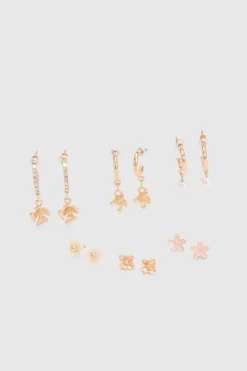 Lot De 6 Paires De Boucles D'oreilles À Détails Fleuris
