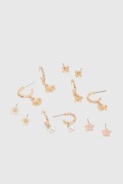 Lot De 6 Paires De Boucles D'oreilles À Détails Fleuris