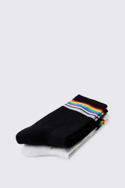 boohooMAN Lot De 2 Paires De Chaussettes Arc-en-ciel<Homme Chaussettes