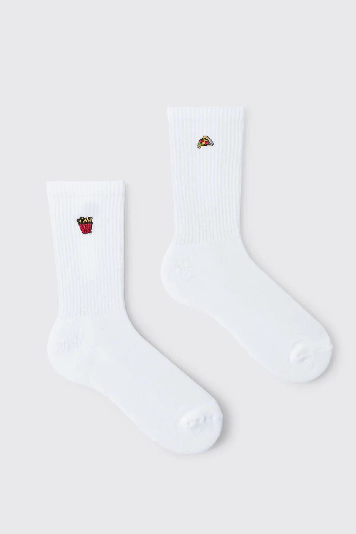 boohooMAN Lot De 2 Paires De Chaussettes Brodées Motif Fast Food<Homme Chaussettes