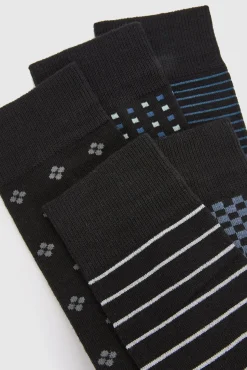 Lot De 5 Paires De Chaussettes À Motifs Bleu Foncé