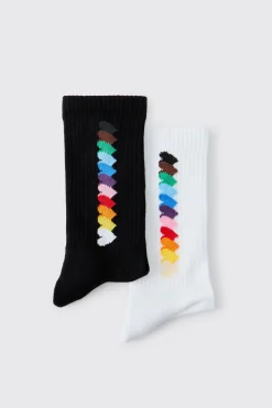 Lot De 2 Paires De Chaussettes À Motif Arc-en-ciel
