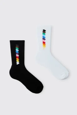Lot De 2 Paires De Chaussettes À Motif Arc-en-ciel