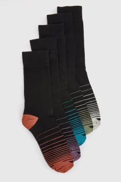 Lot De 5 Paires De Chaussettes Noires À Rayures