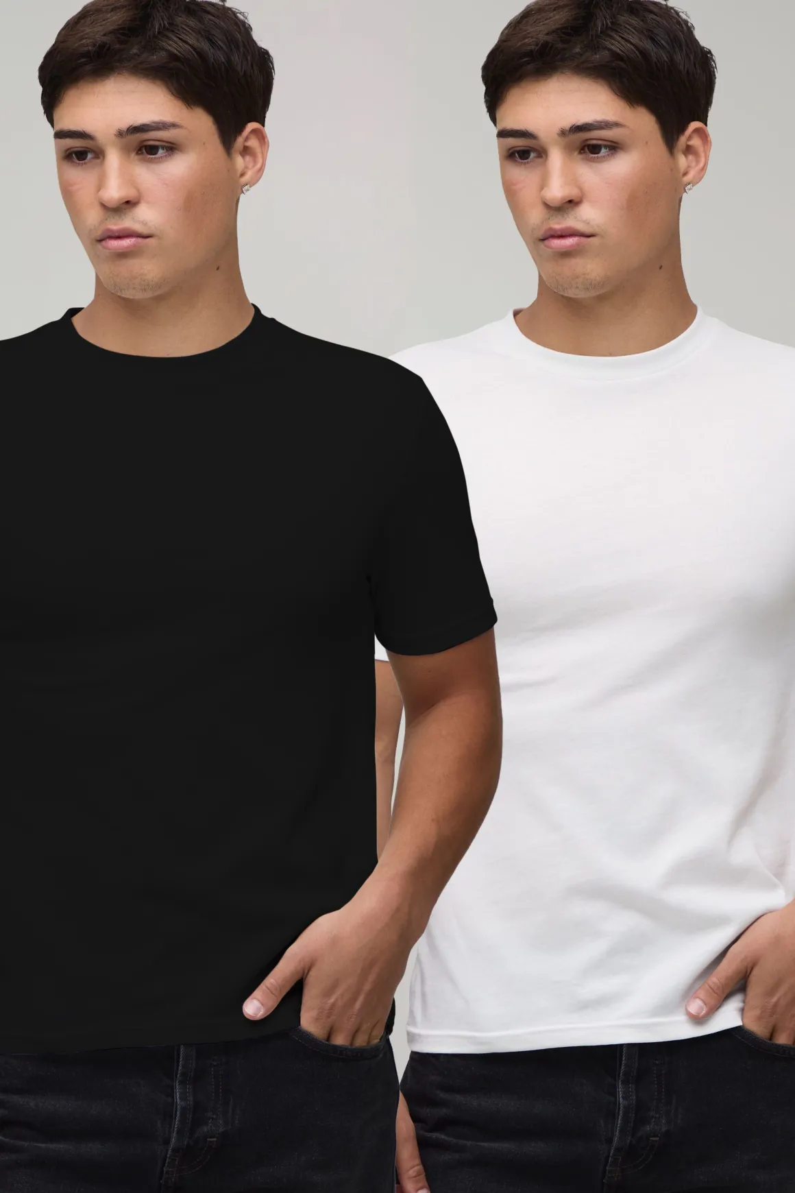 Lot De 2 T-shirts Ajustés Basiques À Col Rond Coupe Musclée