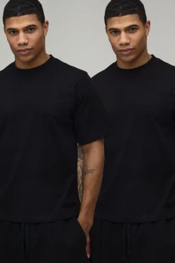 boohooMAN Lot de 2 T-Shirts Basiques Coupe Régulière<Homme T-Shirts|Essentiels