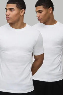 Lot De 2 T-shirts Basiques Coupe Ajustée Musclée
