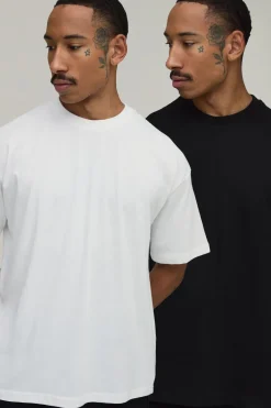 Lot De 2 T-shirts Col Rond Oversize En Coton Épais