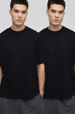boohooMAN Lot De 2 T-shirts À Col Rond Oversize Essentiels<Homme T-Shirts|Essentiels