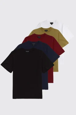 boohooMAN Lot De 5 T-shirts Essentiels Coupe Regular<Homme T-Shirts|Essentiels