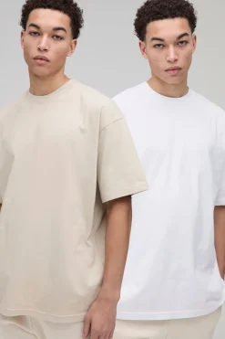 Lot de 2 t-shirts surdimensionnés en tissu épais à col rond