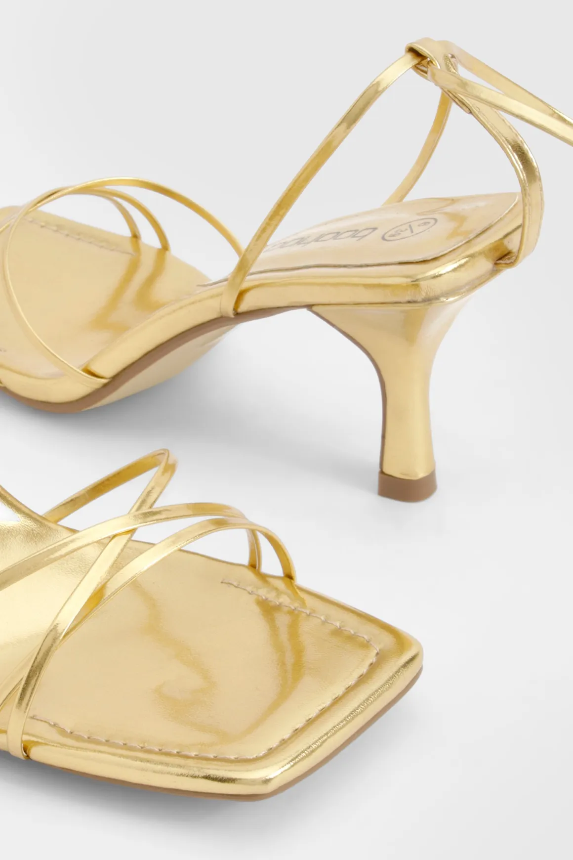 Low Skinny Strap Wrap Up Heels