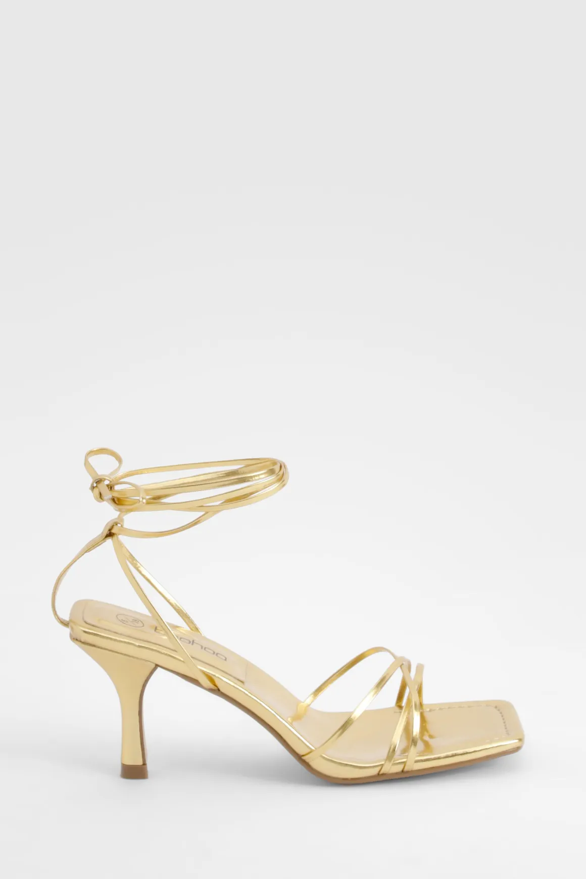 Low Skinny Strap Wrap Up Heels