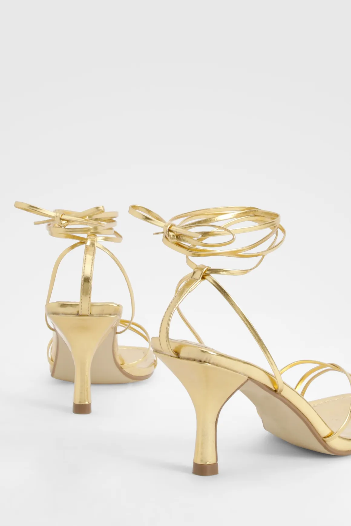 Low Skinny Strap Wrap Up Heels