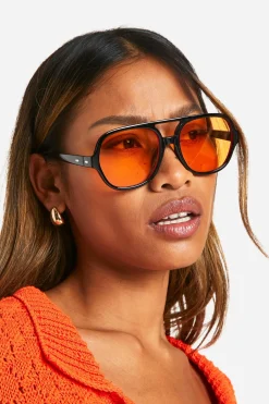 Lunettes de soleil aviateur à monture épaisse