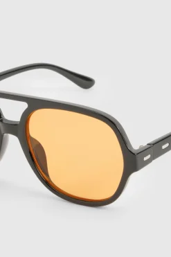 Lunettes de soleil aviateur à monture épaisse