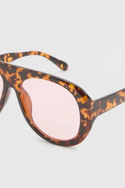 Lunettes De Soleil Aviateur Massives À Verres Roses
