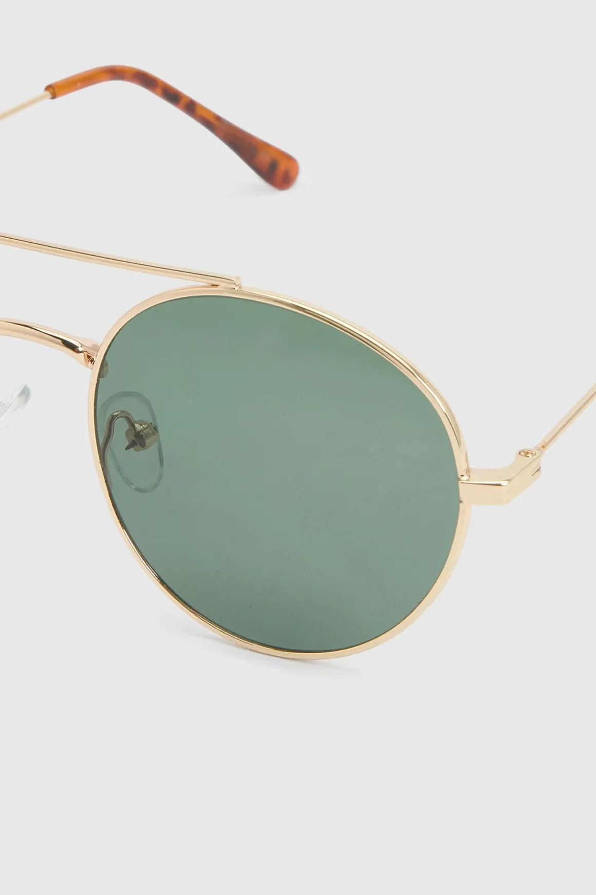 Lunettes De Soleil Aviateur Rondes À Monture Dorée En Métal