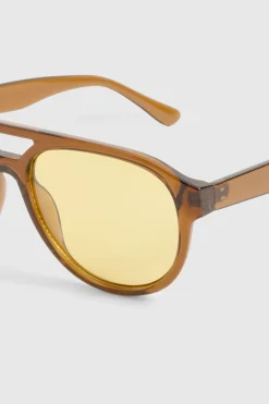 Lunettes de soleil aviateur rétro à verres orange