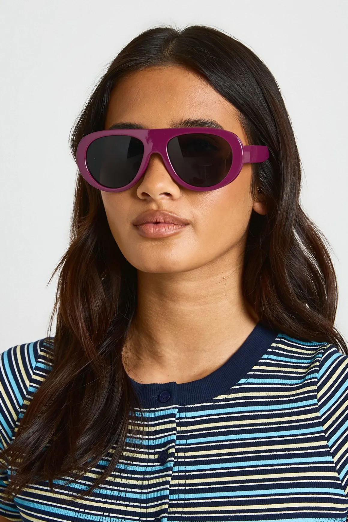 Lunettes De Soleil Aviateur Surdimensionnées Prune