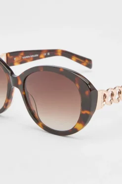 KarenMillen Lunettes De Soleil Carrées À Détails Dorés< Lunettes De Soleil