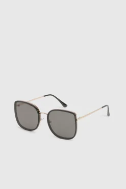 Lunettes de soleil carrées à monture métallique