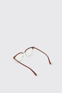 boohooMAN Lunettes De Soleil Clubmaster À Monture Transparente<Homme Lunettes De Soleil