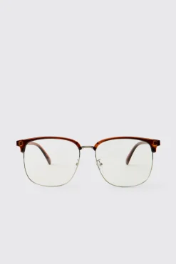 boohooMAN Lunettes De Soleil Clubmaster À Monture Transparente<Homme Lunettes De Soleil
