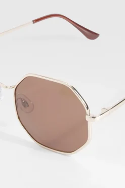 Lunettes de soleil à monture métallique hexagonale