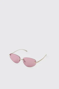 Lunettes De Soleil Ovales Sans Monture Teintées Rose
