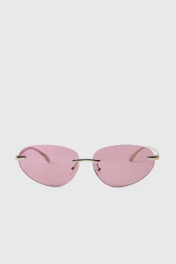Lunettes De Soleil Ovales Sans Monture Teintées Rose