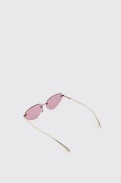 Lunettes De Soleil Ovales Sans Monture Teintées Rose