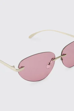 Lunettes De Soleil Ovales Sans Monture Teintées Rose