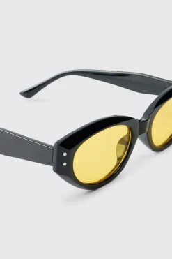 boohooMAN Lunettes De Soleil Ovales Teintées À Monture Épaisse<Homme Lunettes De Soleil