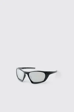 boohooMAN Lunettes De Soleil Racing À Verres Argentés En Plastique<Homme Lunettes De Soleil
