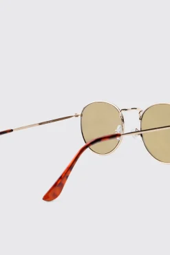 Lunettes De Soleil Rondes En Métal Avec Verres Teintés