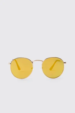 Lunettes De Soleil Rondes En Métal Avec Verres Teintés