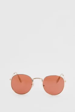 Lunettes De Soleil Rondes En Métal Doré