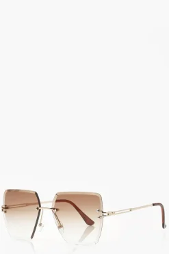 Lunettes de soleil surdimensionnées à monture carrée et verres marron