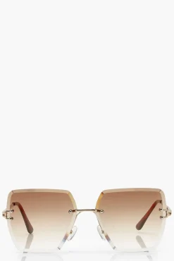 Lunettes de soleil surdimensionnées à monture carrée et verres marron