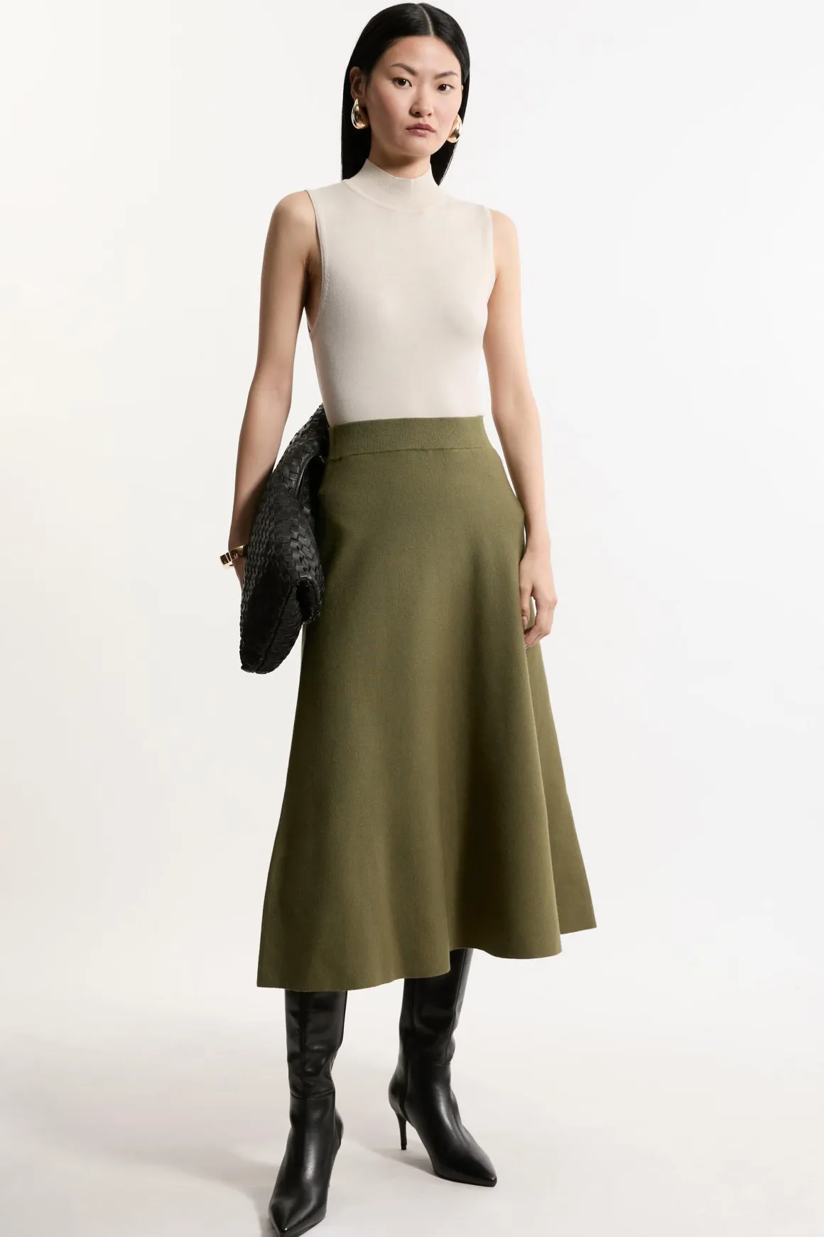 Lydia Millen – Jupe Midi Complète en Mélange de Viscose et Tricot Milano