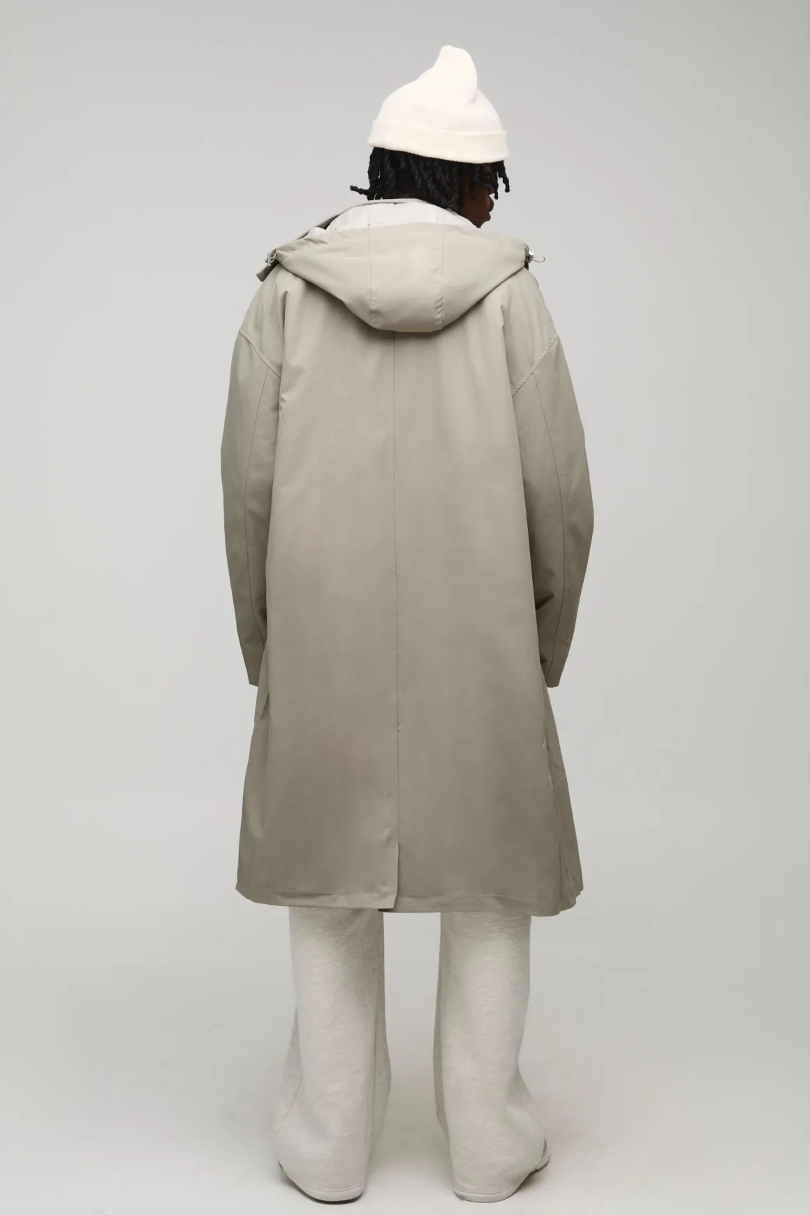Mac à capuche boutonné, coupe régulière, grande taille