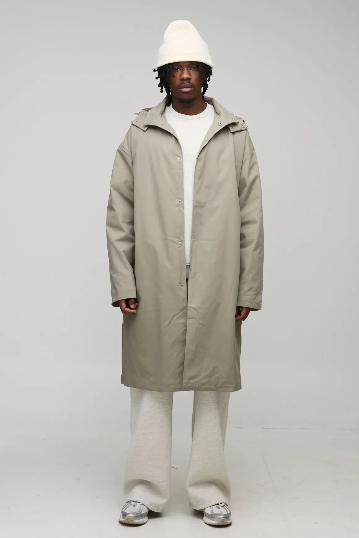 Mac à capuche boutonné, coupe régulière, grande taille