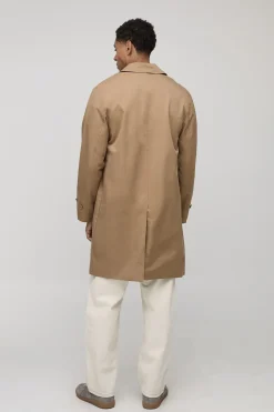 Mac à col boutonné, coupe régulière, mi-long