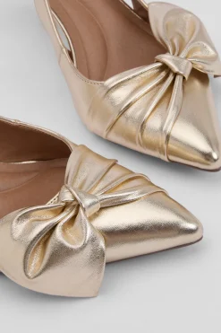 Maggie Chaussures Escarpins À Bride Arrière En Synthétiquecuir Métallisé Avec Nœud Décoratif Bout Pointu Et Petit Talon Confort