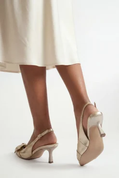 Maggie Chaussures Escarpins À Bride Arrière En Synthétiquecuir Métallisé Avec Nœud Décoratif Bout Pointu Et Petit Talon Confort