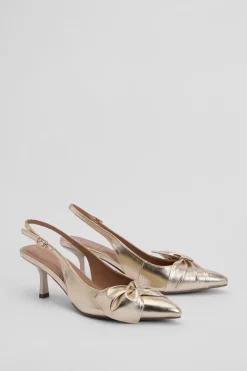 Maggie Chaussures Escarpins À Bride Arrière En Synthétiquecuir Métallisé Avec Nœud Décoratif Bout Pointu Et Petit Talon Confort